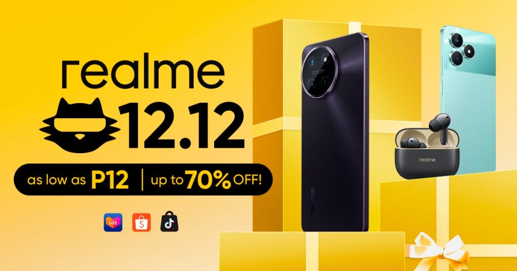 Score realme devices for as low as P12 during the 12.12 sale!